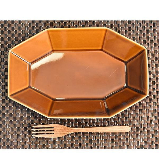 Ame Octo Octagonal Multi-Use Dish, Japanese Tableware, Oval Dish, Shaped Dish, Made in Japan, Minoyaki, Fashionable, Modern