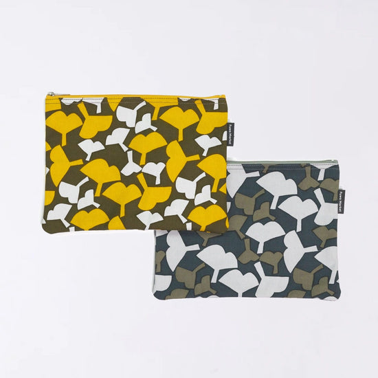 Kyoto Hand-Dyed Canvas Flat Pouch (Gingko)