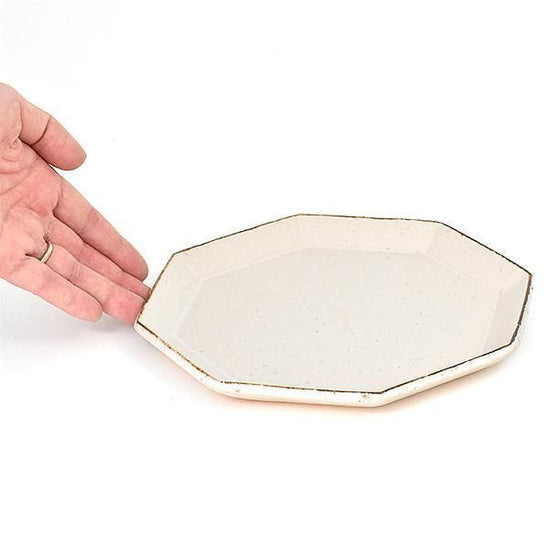 Angle White M White Tableware, shaped plate, made in Japan, Minoyaki, fashionable, modern