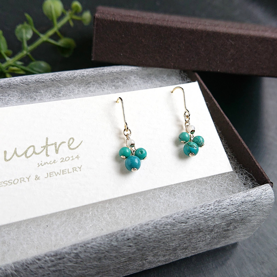 터키석 피어싱 이어링 콰트르