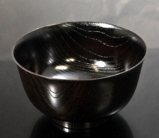 Japanese Yamanaka-nuri Wooden Zoni Bowl, Zelkova 4.3 Haban Bowl, Kurozuri SO-0505