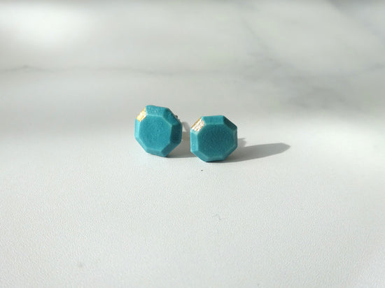 Kotsubu Ceramic Pierced Earrings Octagonal Turquoise Color