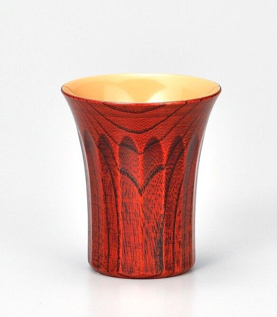 Zelkova Chrysanthemum Carved Cup, Akane white Urushi Lacquer SX-298