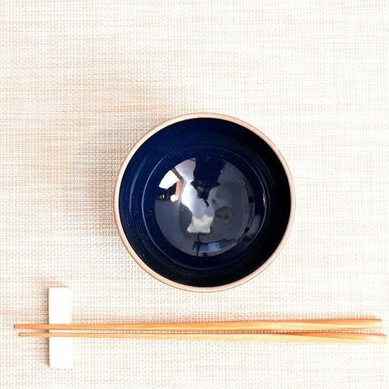 Navy Soil Tea Bowl, Blue Western Tableware, Rice Bowl, Made in Japan, Minoyaki Tea Bowl, Fashionable, Modern