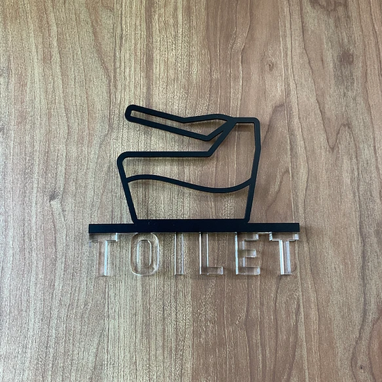 Room Sign TOILET 3D Icon for Door Clear Letters