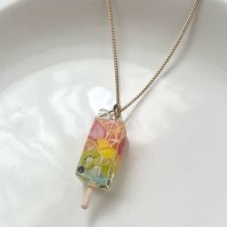 Rainbow-colored popsicle necklace