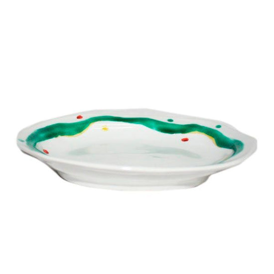 [Eisyou] Polka-dot oval dish with yoroke design, 6" x 6
