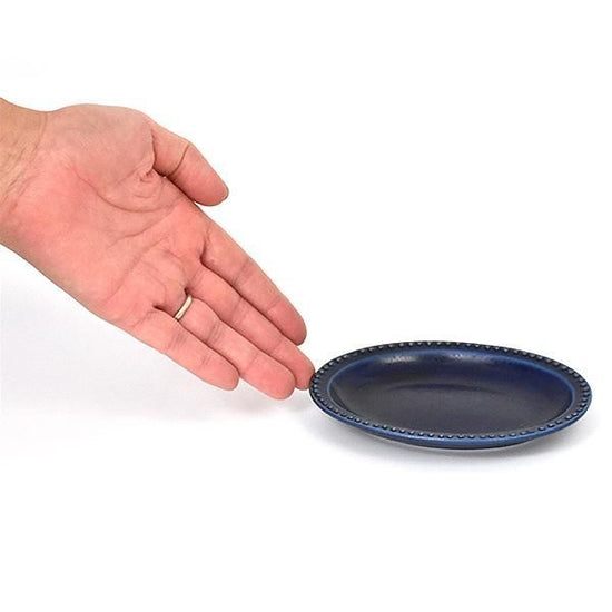 Navy Rim Dot 12 Oval Blue Type Western Tableware, Transformable Plate, Made in Japan, Minoyaki, Stylish
