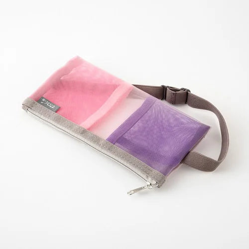 MIDORI Book Band Pen Case (B6–A5) – Mesh, Pink