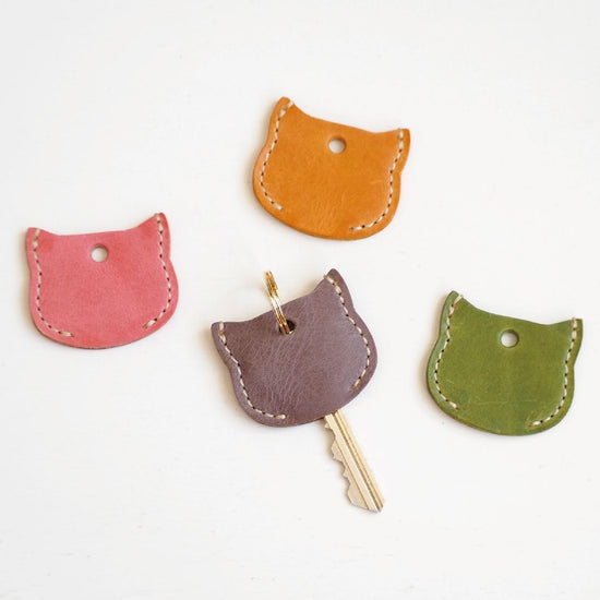 Cat Shaped Key Cover Genuine Leather