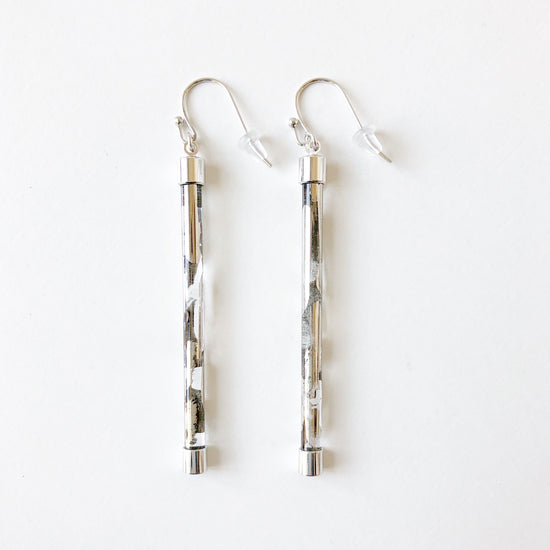 Long Platinum Pierced earrings / Clip-on earrings