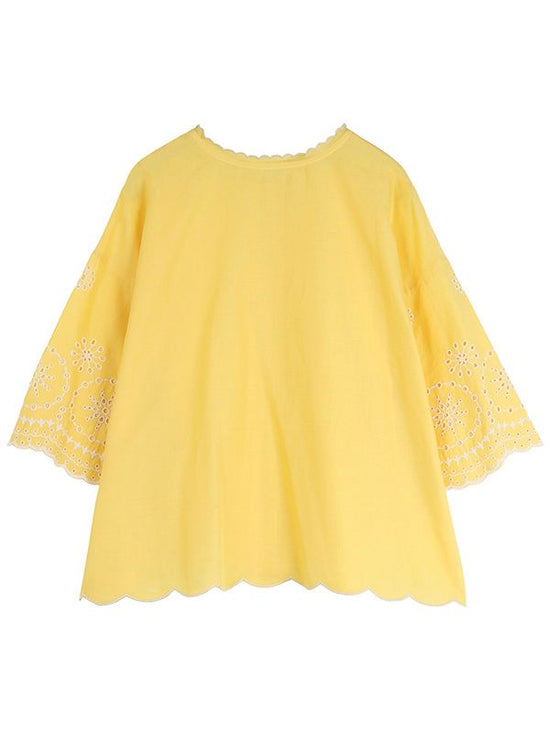 Chiffrey Embroidery Cotton 2-way Blouse (3 colors) [Expected to arrive in early May].
