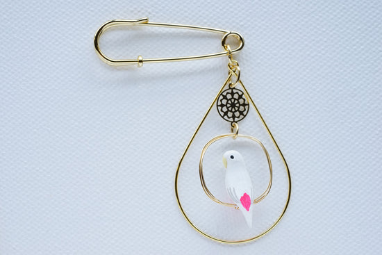 Brooch of a Single-Rider Budgie (Pink)