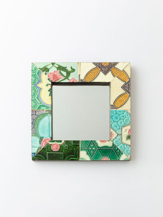 Antique tile mirror, square (assorted colors and patterns) M29-1928AT