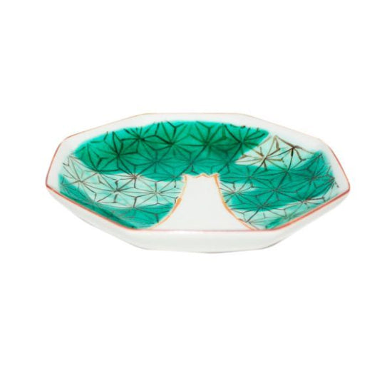 [Eisyou] Fuji design four-sided octagonal dish (green)