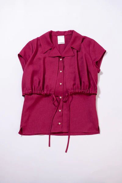 Open Collar Cape Blouse (PINK)