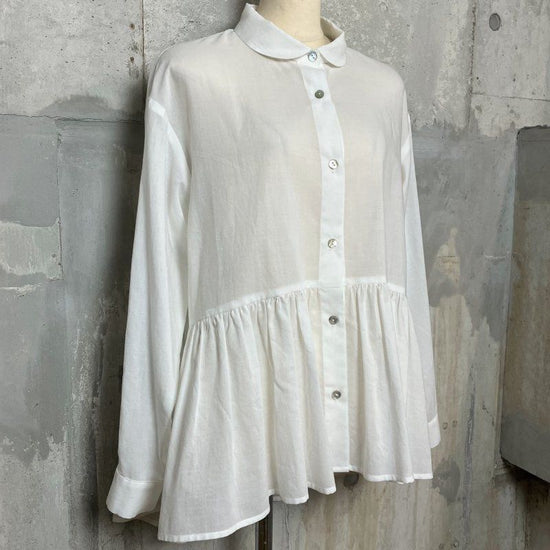 Cotton Silk Waist Gathered Shirt (made to order)