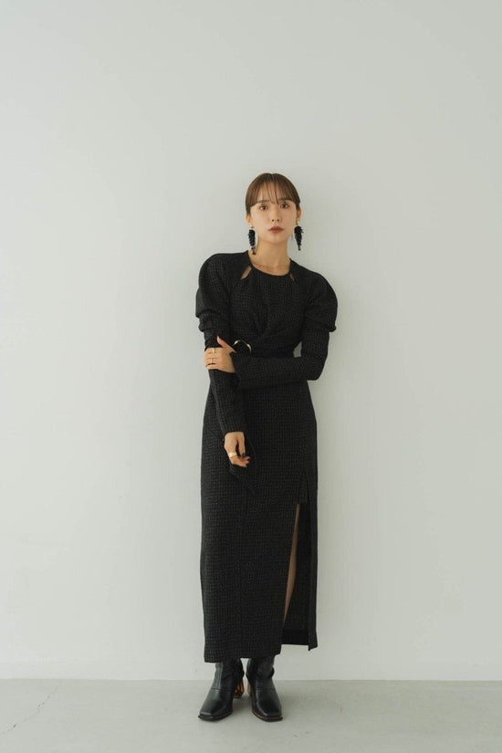 Waist Mark Slit One Piece/Tweed