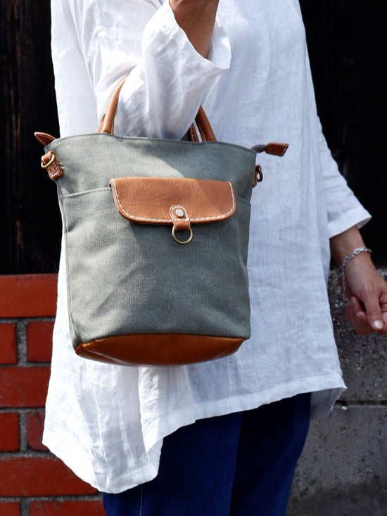 Canvas Synthetic Leather 2WAY Shoulder