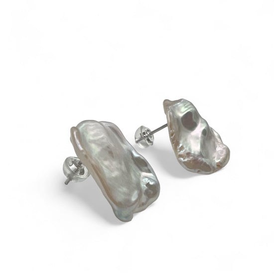 스노우 플라워 케시 진주 피어싱 귀걸이