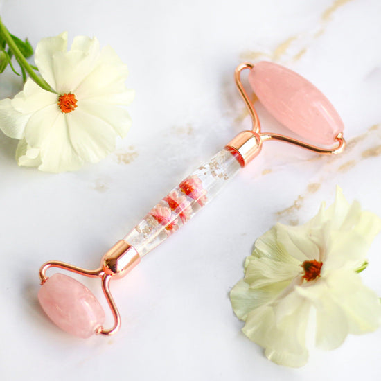 Crystal Face Roller <Rose quartz> <Flower