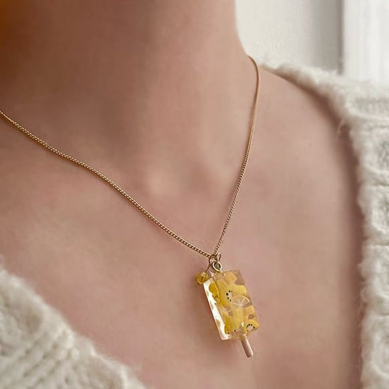 Yellow color popsicle necklace