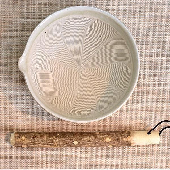 Hiwa glaze 6" kataguchi mortar, green type, Japanese tableware, mortar, made in Japan, Minoyaki