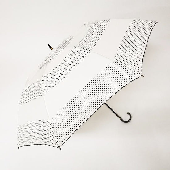 Short Wide Umbrella Dotted Stripe Pattern Rain or Shine