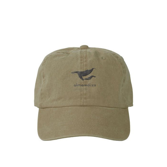 Pigmented cap khaki "Humpback whale parent-child bond" monochrome logo