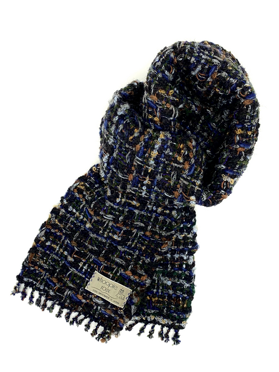 Handwoven tweed scarf | mid ♭128 [made with apparel leftover yarn]