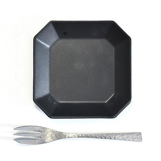 Depre Black Octagonal Plate S Black type Western tableware, small plate, made in Japan, Minoyaki, cafe style, stylish, modern