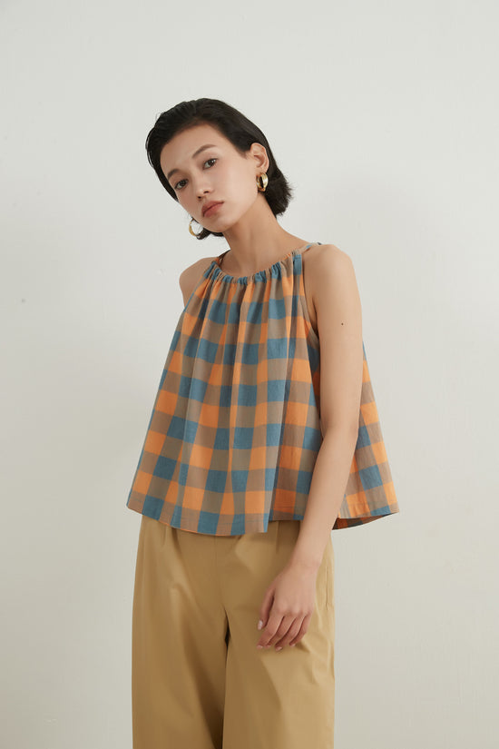 COTTON BICOLOUR CHECK CAMISOLE