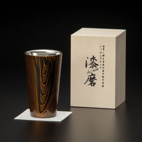 Lacquer polished cup, double structure, Wamodan series, straight, ebony SCW-L201