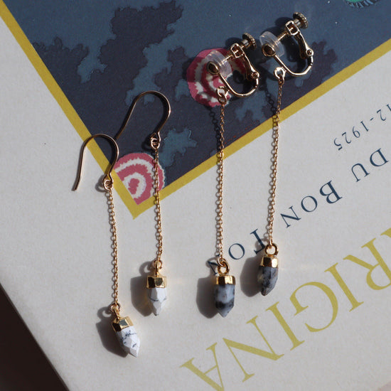 Dendrite opal long pierce/earring