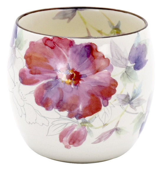 Peony round cup with flower tsutsumi