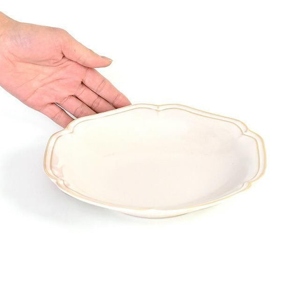Ange 21cm deep dish, white type, Western tableware, round plate, made in Japan, Minoyaki, stylish.