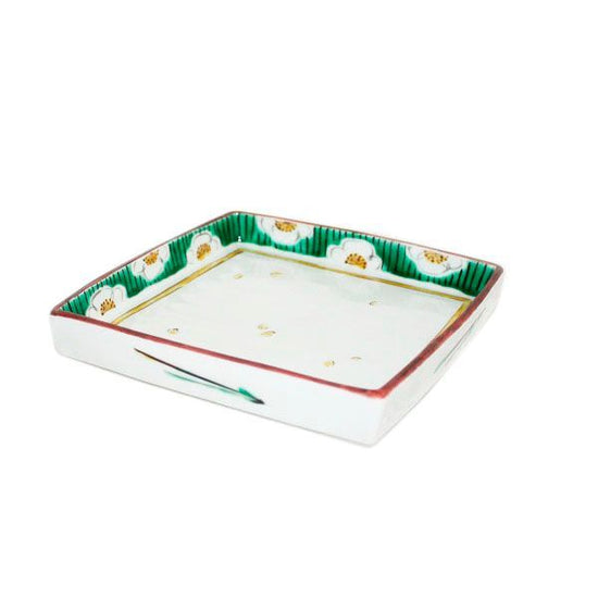 [Eisyou] Rectangular dish with foot and white plum design
