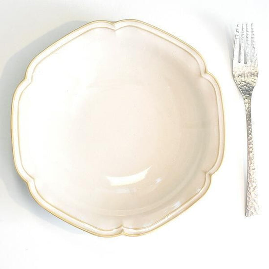 Ange 21cm deep dish, white type, Western tableware, round plate, made in Japan, Minoyaki, stylish.