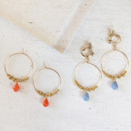 Drop stone hoop pierce/earring