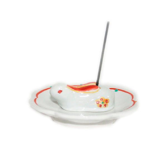 [Eisyou] Rabbit Incense Stand with Dish (Red)