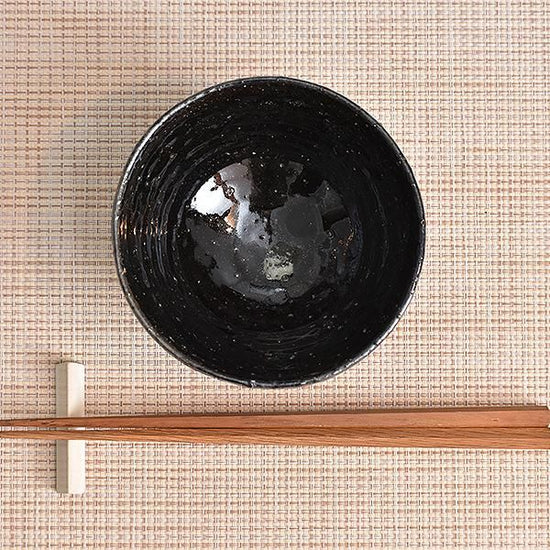 Black Glazed Tenmoku Nagashi Rice Bowl Japanese Tableware Bowl Made in Japan Minoyaki Tea Bowl, Fashionable, Modern