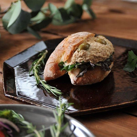 Angle Brown M Brown Western tableware, shaped plate, made in Japan, Minoyaki, café style, stylish