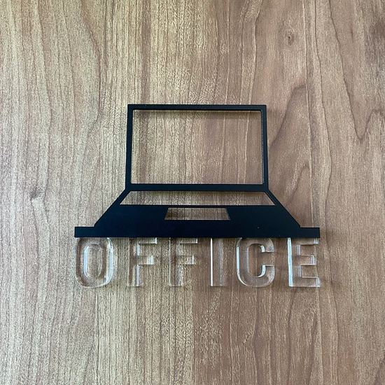 Room Sign OFFICE 3D Icon for Door Clear Lettering