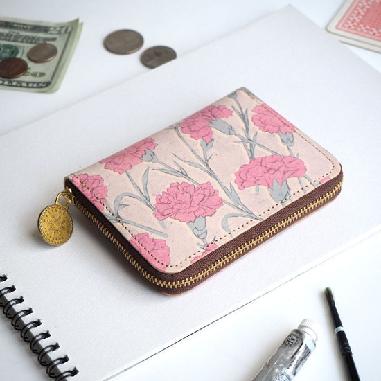 Round Zipper Compact Wallet (Carnation) Cowhide