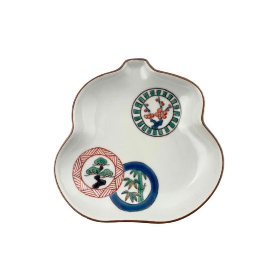 [Eisyou] Gourd-shaped dish with pine, bamboo, and plum roundels