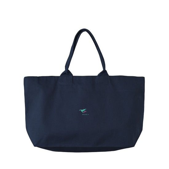 Zip tote bag [campus] navy "Humpback whale parent-child bond"