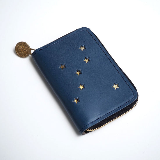 Round Zipper Key Case ( CYGNUS Night Blue) CYGNUS Star Cowhide