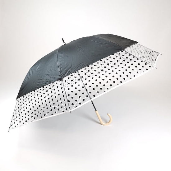 Transform Umbrell Solid Color x Vinyl Hem Dotted Pattern Hem Spreading Umbrella Wind-away Umbrella Sunny / Rainy Body Lining Black Coated
