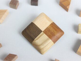 Marquetry Square Brooch