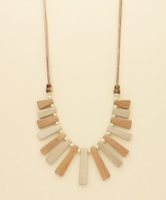 Wood & Pearl Noren Necklace A24WPN115NA